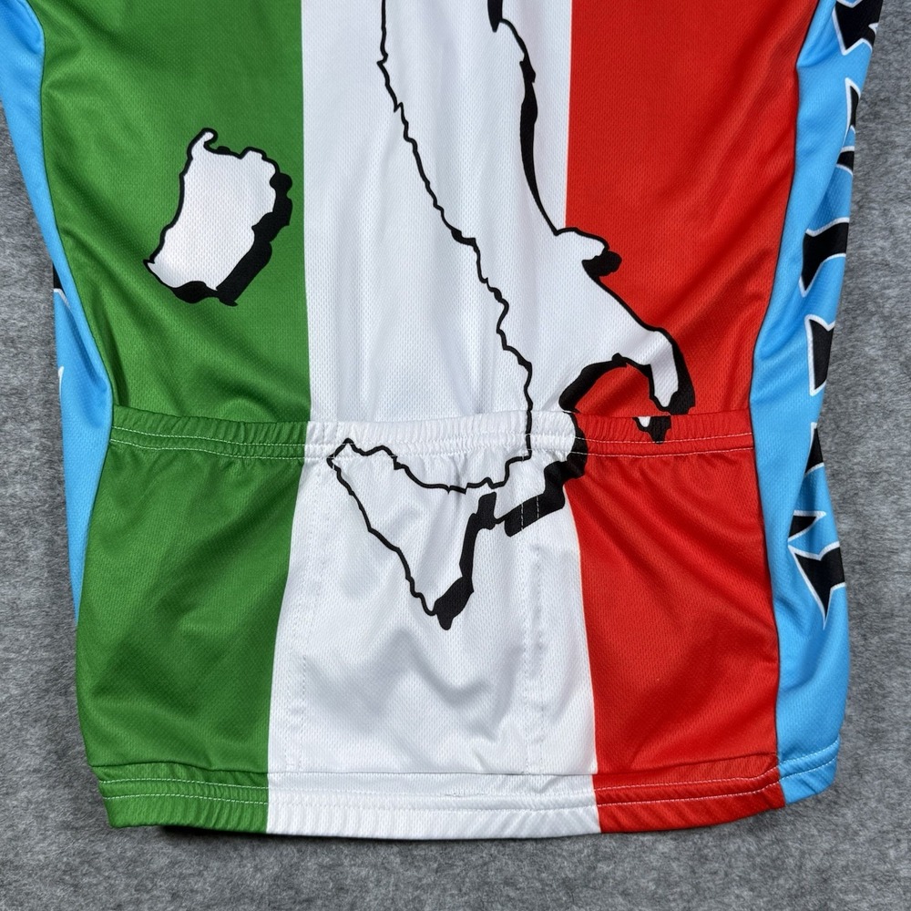 Italia Cycling Jersey Mens L Back Pockets Polyester Blue Italy Flag Print - Picture 15 of 16